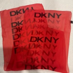DKNY Vintage Red Logo Silk Scarf 1ft large X 54 inches long